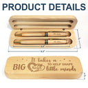 Teacher, Happy - Big Heart To Help Shape Little Minds - Personalized Wooden Pen Set