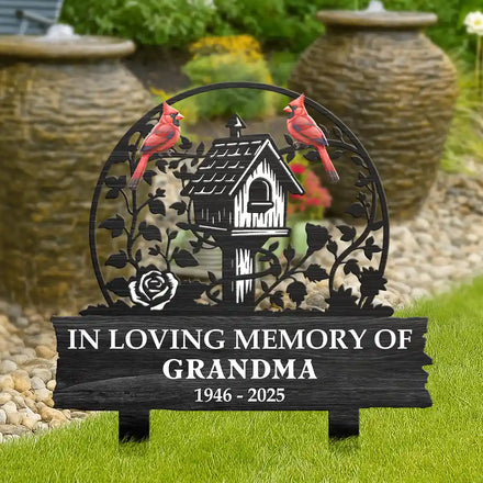 Birdhouse In Loving Memory Of You - Personalized Metal Garden Stake