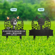 Memorial, Sad, Family, Parents, Gift For Grandparents - Birdhouse In Loving Memory Of You - Personalized Metal Garden Stake