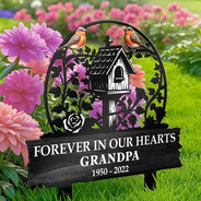 Birdhouse In Loving Memory Of You - Personalized Metal Garden Stake