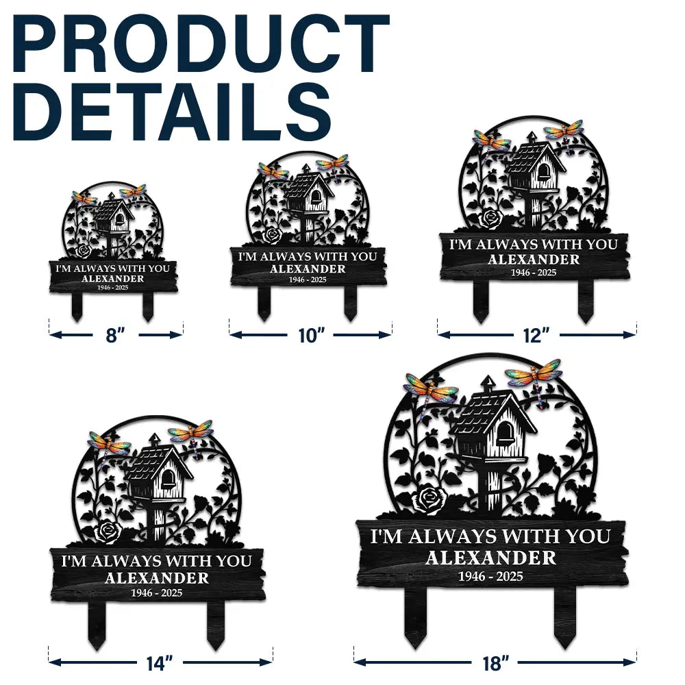 Memorial, Sad, Family, Parents, Gift For Grandparents - Birdhouse In Loving Memory Of You - Personalized Metal Garden Stake