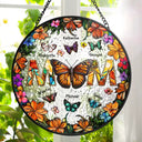 Gift For Mother -Birth Butterfly We Love You Mom - Personalized Stained Glass Window Hanging Suncatcher