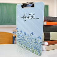 Back To School, Teacher, Cozy, Icon - Birth Flower And Name - Personalized Acrylic Clipboard