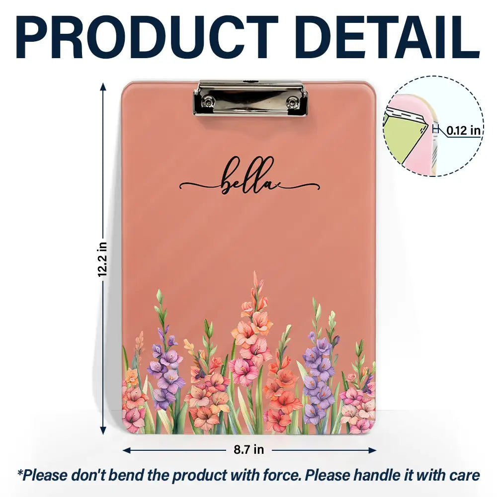 Back To School, Teacher, Cozy, Icon - Birth Flower And Name - Personalized Acrylic Clipboard