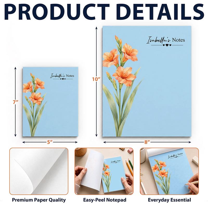 Cozy,Gift For Yourself,Icon - Birth Flower And Name - Personalized Notepad