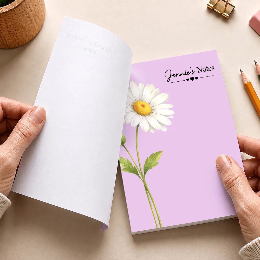 Cozy,Gift For Yourself,Icon - Birth Flower And Name - Personalized Notepad