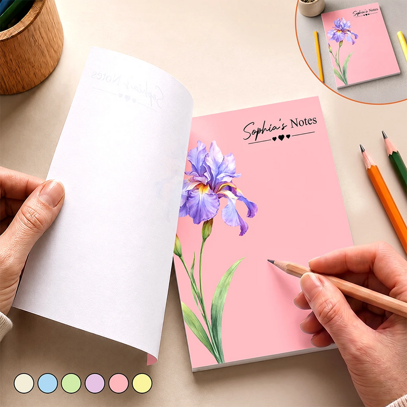 Cozy,Gift For Yourself,Icon - Birth Flower And Name - Personalized Notepad