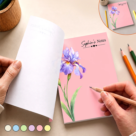 Birth Flower And Name Gift For Her - Personalized Notepad