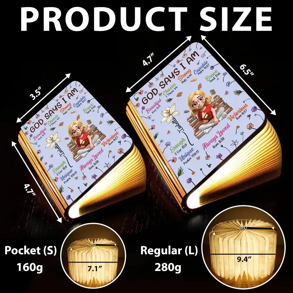 Gift For Bestie, Christmas, Love - Birth Flower Bible Verse God Says I Am - Personalized Book Lamp