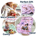 Gift For Bestie, Christmas, Love - Birth Flower Bible Verse God Says I Am - Personalized Fleece Blanket, Sherpa Blanket