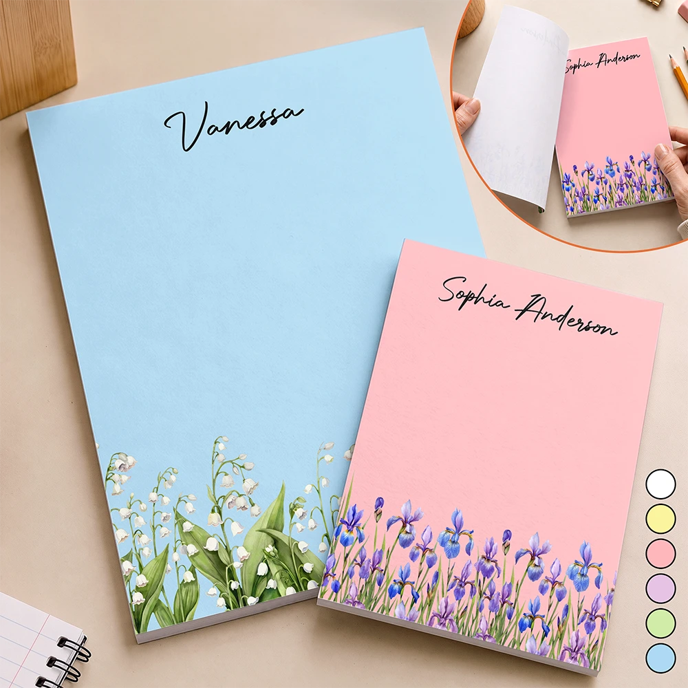 Birth Flower Blooming In Love - Personalized Notepad