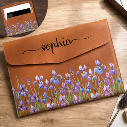 Birth Flower Blooms - Personalized Leather Sleeve