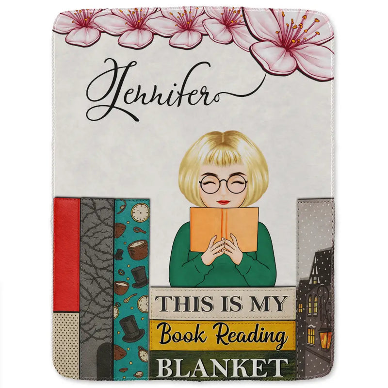 Gift For Women,Gift For Yourself,Reading,Happy - Birth Flower Book Reading Blanket - Personalized Fleece Blanket, Sherpa Blanket