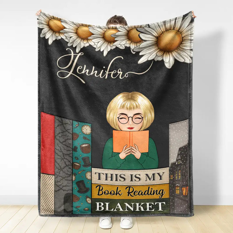 Gift For Women,Gift For Yourself,Reading,Happy - Birth Flower Book Reading Blanket - Personalized Fleece Blanket, Sherpa Blanket