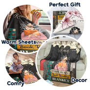Gift For Women,Gift For Yourself,Reading,Happy - Birth Flower Book Reading Blanket - Personalized Fleece Blanket, Sherpa Blanket