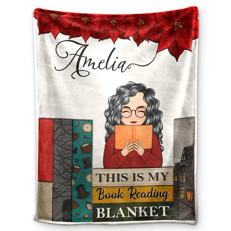 Gift For Women,Gift For Yourself,Reading,Happy - Birth Flower Book Reading Blanket - Personalized Fleece Blanket, Sherpa Blanket