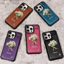 Gift For Yourself, Gift For Women, Gift For Men, Happy - Birth Flower Bouquet And Name - Personalized Leather Flip Wallet Phone Case