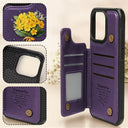 Gift For Yourself, Gift For Women, Gift For Men, Happy - Birth Flower Bouquet And Name - Personalized Leather Flip Wallet Phone Case