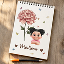 Back To School,Gift For Daughter,Gift For Children,Confident,Vector,Icon - Birth Flower Cartoon Character For Kids, Sisters, Besties - Personalized Sketchbook