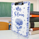 Gift For Yourself,Gift For Women,Teacher - Birth Flower Chinoiserie Toile Art - Personalized Acrylic Clipboard