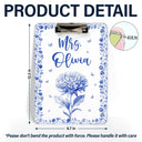 Gift For Yourself,Gift For Women,Teacher - Birth Flower Chinoiserie Toile Art - Personalized Acrylic Clipboard