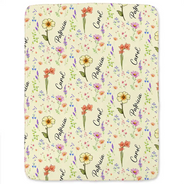 Gift For Bestie, Happy - Birth Flower Custom Name Bestie - Personalized Fleece Blanket, Sherpa Blanket