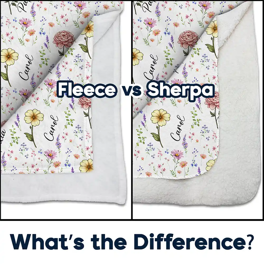 Gift For Bestie, Happy - Birth Flower Custom Name Bestie - Personalized Fleece Blanket, Sherpa Blanket