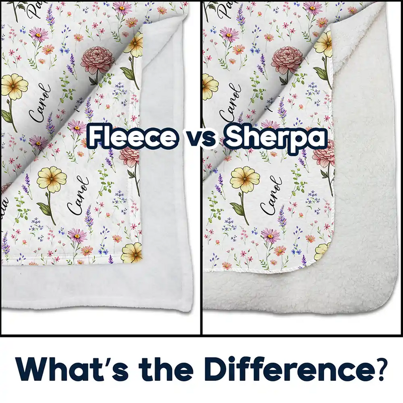 Gift For Bestie, Happy - Birth Flower Custom Name Bestie - Personalized Fleece Blanket, Sherpa Blanket