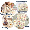 Gift For Bestie, Happy - Birth Flower Custom Name Bestie - Personalized Fleece Blanket, Sherpa Blanket