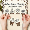 Gift For Couples, Gift For Husband, Gift For Wife, Gift For Boyfriend, Gift For Girlfriend, Parents, Gift For Mother, Gift For Father, Family, Love - Birth Flower Family Love Grows Here - Personalized Custom Shaped Key Holder