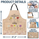 Gift For Mother,Gift For Grandma - Birth Flower Grandkid First Mom Now Grandma - Personalized Apron