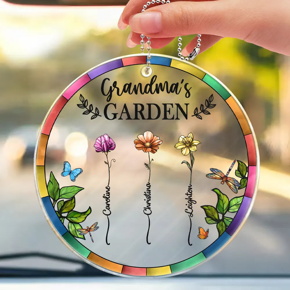 Gift For Women, Gift For Mother, Gift For Grandma, Love - Birth Flower Grandma's Garden - Personalized Acrylic Car Hanger