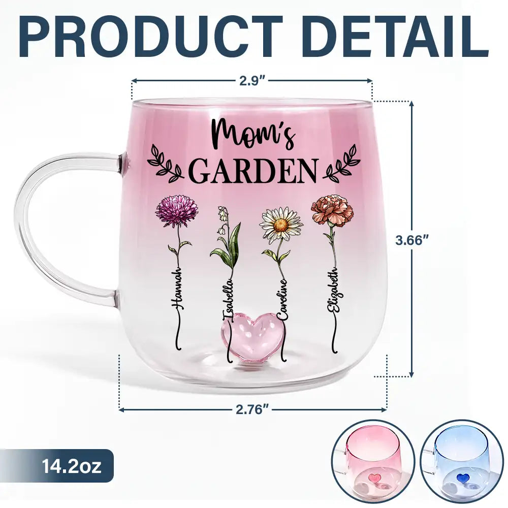 Gift For Grandma, Gift For Mother, Gift For Wife, Gift For Women, Happy - Birth Flower Grandma's Garden - Personalized Gradient Glass Mug