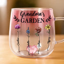 Gift For Grandma, Gift For Mother, Gift For Wife, Gift For Women, Happy - Birth Flower Grandma's Garden - Personalized Gradient Glass Mug