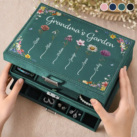 Birth Flower Grandma's Garden - Personalized Jewelry Storage Box