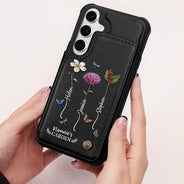 Gift For Wife, Gift For Yourself, Gift For Women, Gift For Mother, Gift For Grandma, Love - Birth Flower Grandma's Garden - Personalized Leather Flip Wallet Phone Case