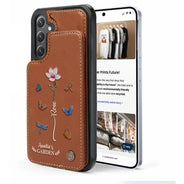 Gift For Wife, Gift For Yourself, Gift For Women, Gift For Mother, Gift For Grandma, Love - Birth Flower Grandma's Garden - Personalized Leather Flip Wallet Phone Case