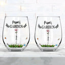 Gift For Grandma, Gift For Mother, Love - Birth Flower Grandma's Garden - Personalized Stemless Wine Glass