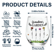 Gift For Grandma, Gift For Mother, Love - Birth Flower Grandma's Garden - Personalized Stemless Wine Glass