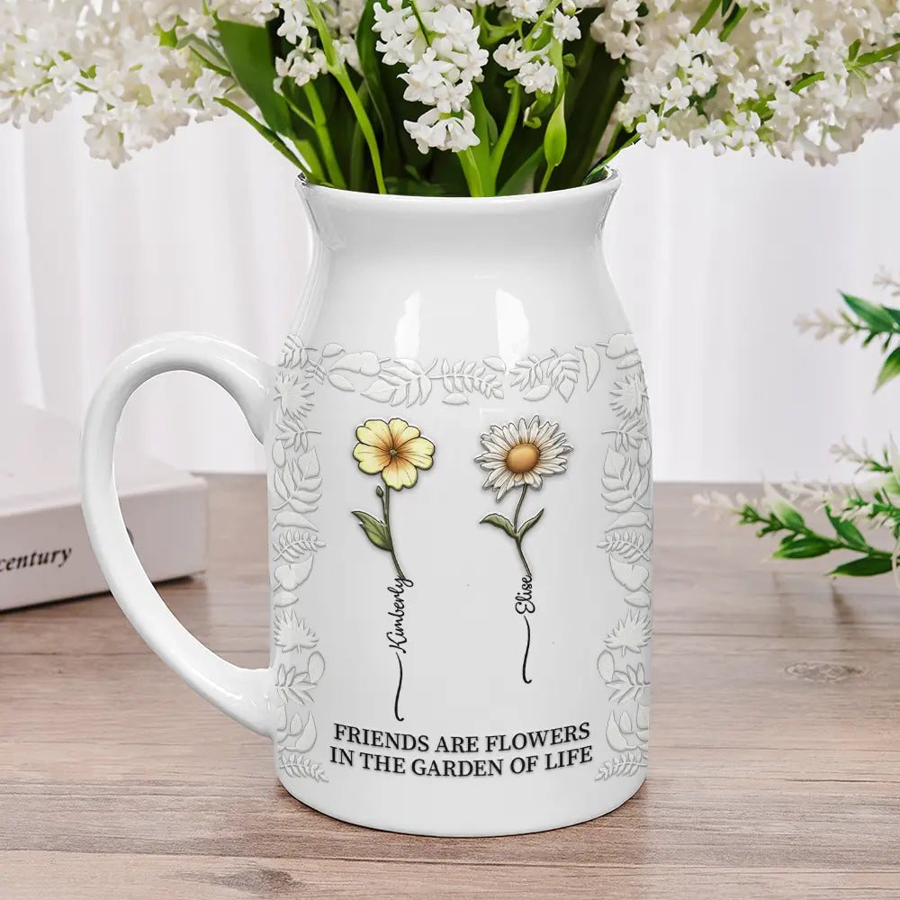 Gift For Bestie,Old Best friends,Gift For Sisters,Happy - Birth Flower Grow An Old Friend - Personalized Ceramic Flower Vase