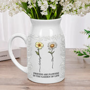 Gift For Bestie,Old Best friends,Gift For Sisters,Happy - Birth Flower Grow An Old Friend - Personalized Ceramic Flower Vase