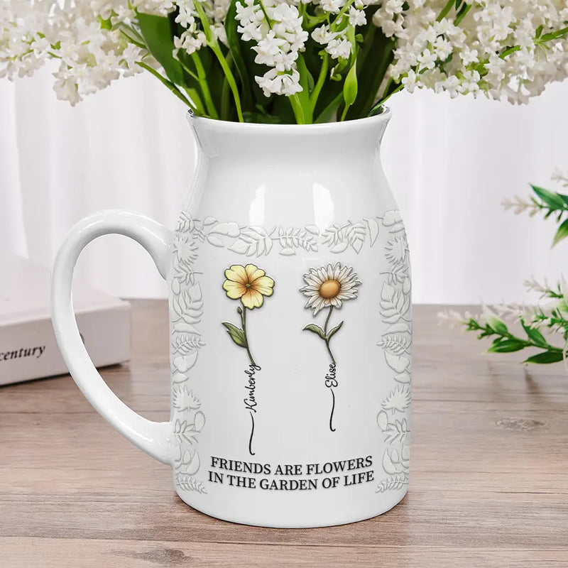 Gift For Bestie,Old Best friends,Gift For Sisters,Happy - Birth Flower Grow An Old Friend - Personalized Ceramic Flower Vase