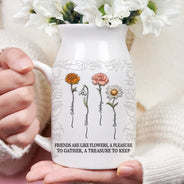 Gift For Bestie,Old Best friends,Gift For Sisters,Happy - Birth Flower Grow An Old Friend - Personalized Ceramic Flower Vase