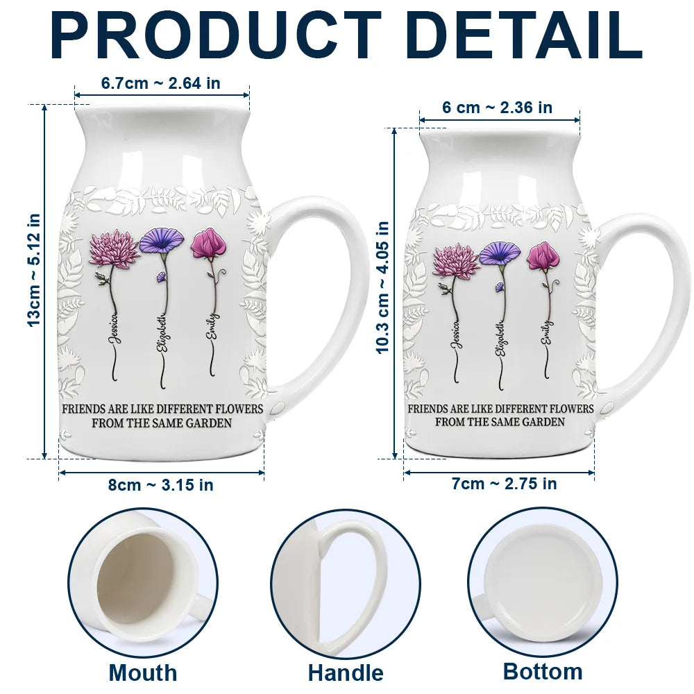 Gift For Bestie,Old Best friends,Gift For Sisters,Happy - Birth Flower Grow An Old Friend - Personalized Ceramic Flower Vase