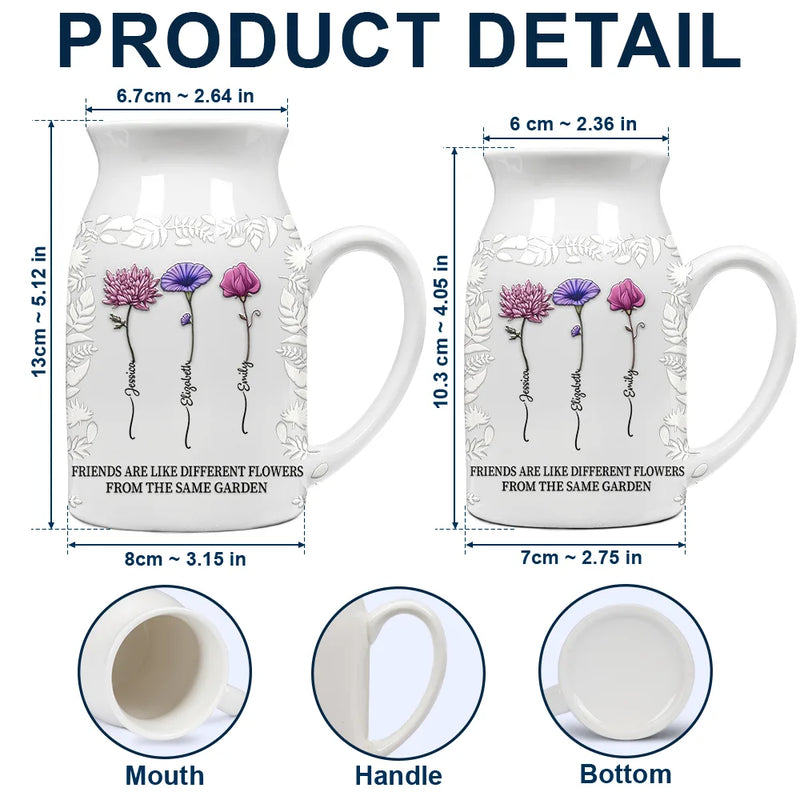Gift For Bestie,Old Best friends,Gift For Sisters,Happy - Birth Flower Grow An Old Friend - Personalized Ceramic Flower Vase