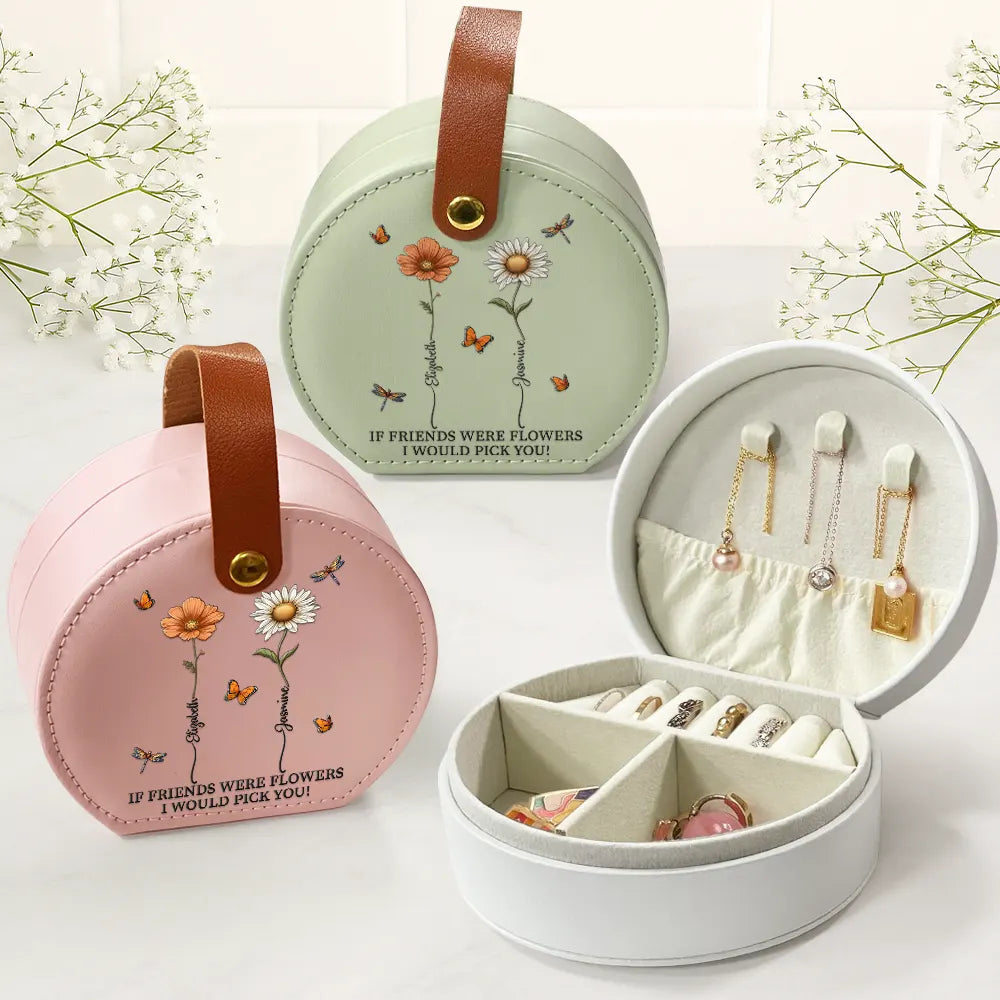 Gift For Yourself,Travel,Gift For Women,Summer,Happy - Birth Flower Grow An Old Friend - Personalized Jewelry Box With Handle