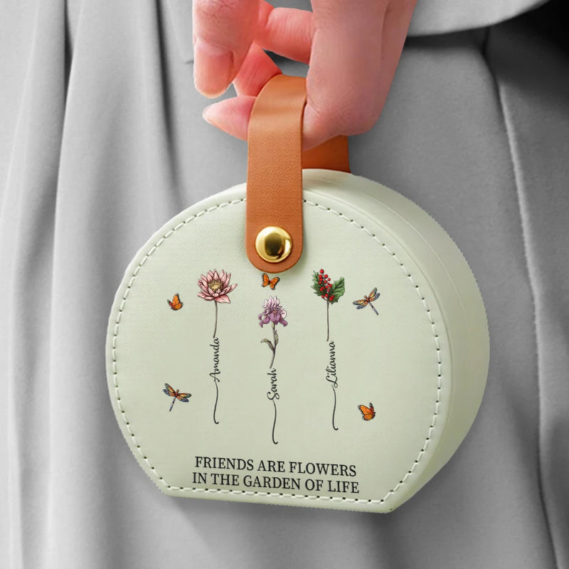 Gift For Yourself,Travel,Gift For Women,Summer,Happy - Birth Flower Grow An Old Friend - Personalized Jewelry Box With Handle