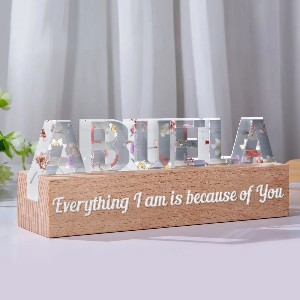 Gift For Mother - Birth Flower Mommy We Love You - Personalized Custom Shaped LED Light