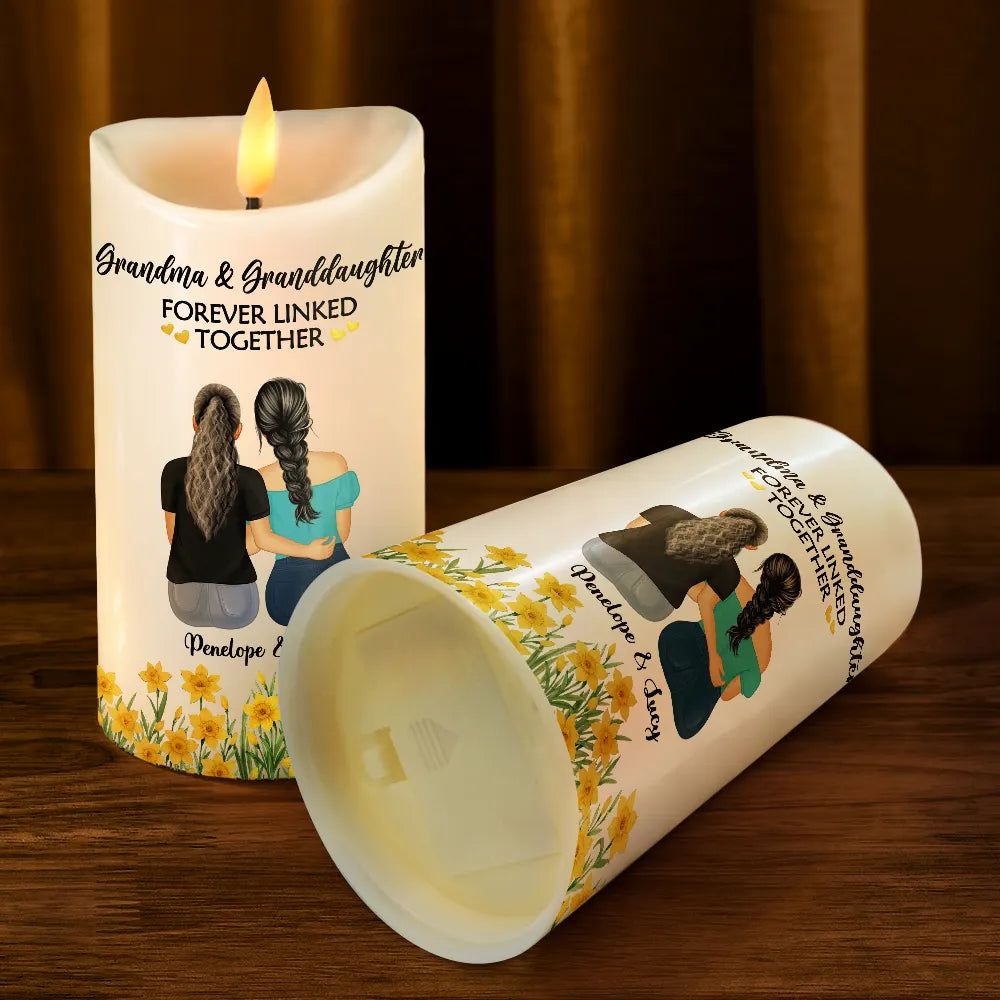 Gift For Yourself,Gift For Women,Gift For Aunt,Gift For Mother,Mom - Daughters (Adult),Mom - Daughters (Young),Gift For Grandma,Grandma - Grandkids,Gift For Daughter,Love - Birth Flower Mother & Daughter Forever Linked - Personalized Flameless LED Candle