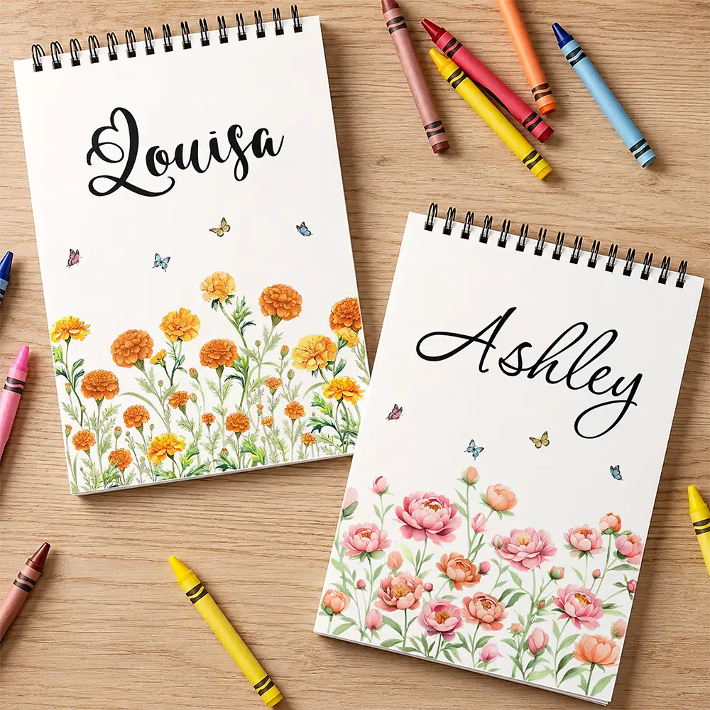 Confident, Gift For Children, Back To School, Gift For Daughter, Icon - Birth Flower Name For Daughter, Besties, Coworkers - Personalized Sketchbook